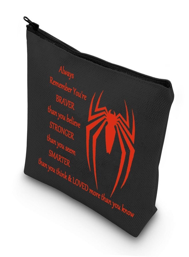 LEVLO Spider Movie Cosmetic Make Up Bag Movie Fans Inspired Gift You Are Braver Stronger Smarter Than You Think Spider Makeup Zipper Pouch Bag For Women Girls (Spider B Bag) - Image 1
