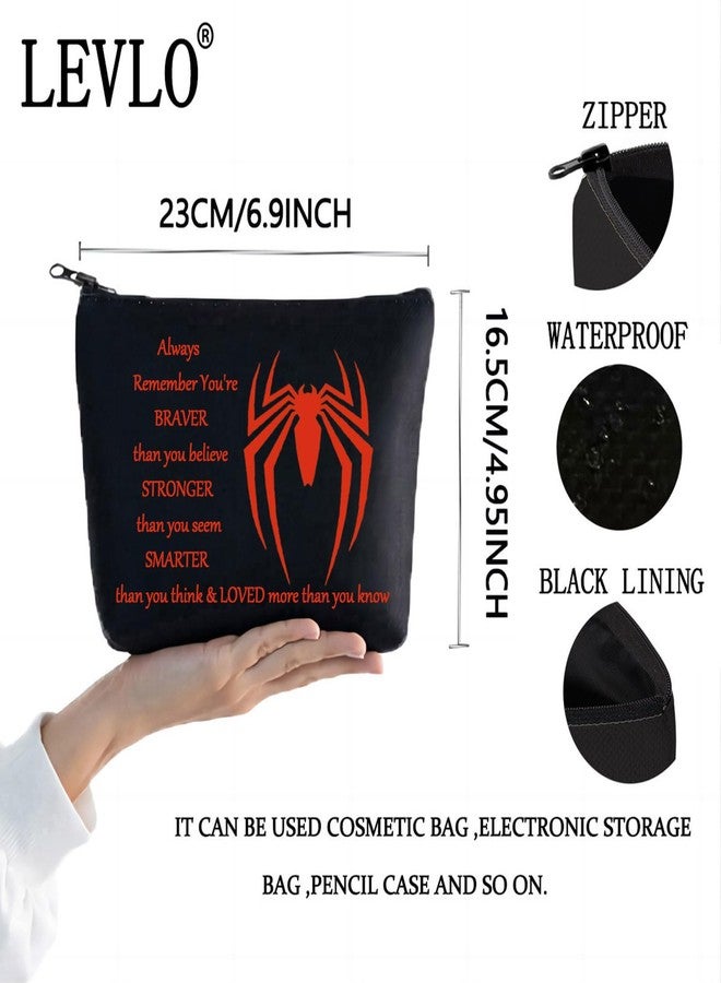 LEVLO Spider Movie Cosmetic Make Up Bag Movie Fans Inspired Gift You Are Braver Stronger Smarter Than You Think Spider Makeup Zipper Pouch Bag For Women Girls (Spider B Bag) - Image 2