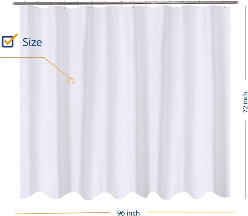 N&Y HOME Hotel Quality Fabric Oversize Shower Curtain Liner, Washable Water Repellent Bathroom Shower Curtain Liner with Eyelets 96 x 72 Inches White - Image 2