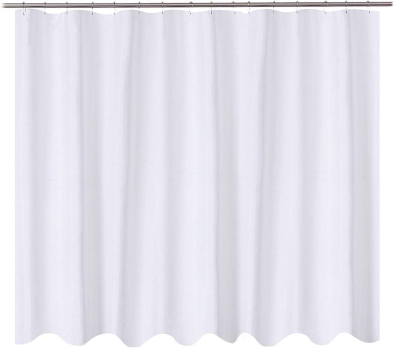 N&Y HOME Hotel Quality Fabric Oversize Shower Curtain Liner, Washable Water Repellent Bathroom Shower Curtain Liner with Eyelets 96 x 72 Inches White - Image 1