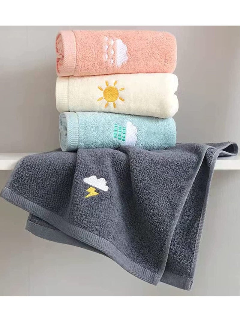 Y&D Hand Towels for Bathroom Set 4 Piece, 100% Cotton Bath Towel, Face Towel Soft Highly Absorbent Adults and Children Kitchen, 14x29 Inch (Pink White Blue Gray)  - Image 3