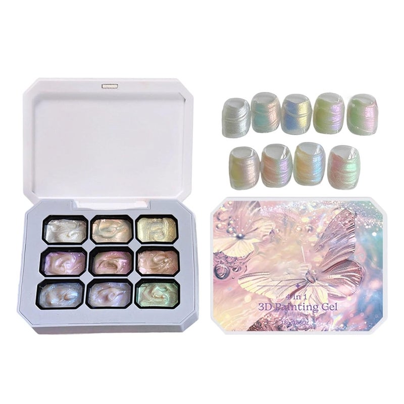 Painting Gel for Nails | 9-Colors Gradient Patting French Manicure Palette,Nail Gel,for Beginners Women Girls Home Salon Travel Party Spa Studio - Image 1