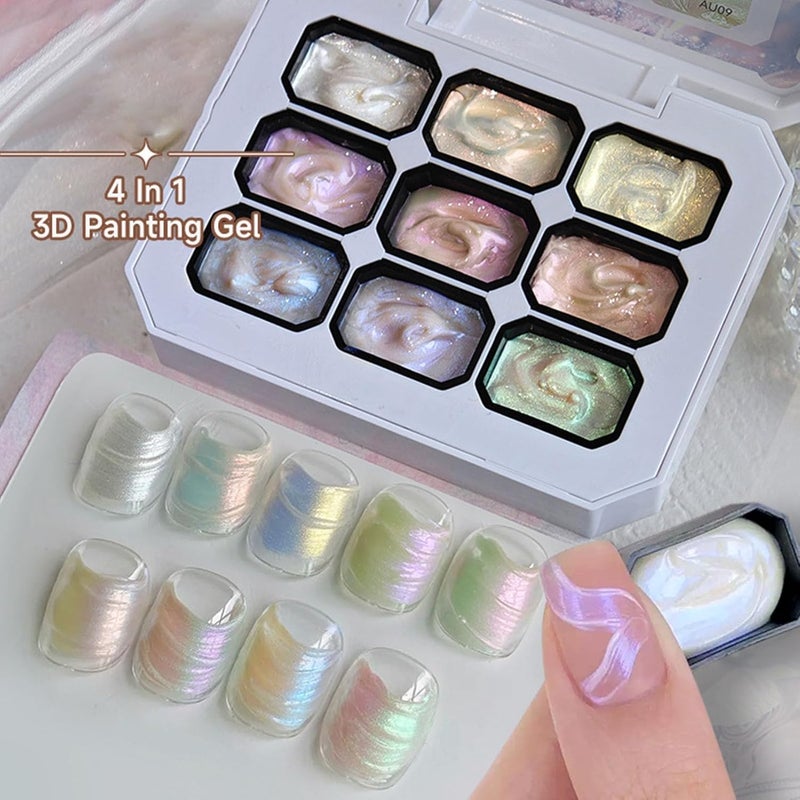 Painting Gel for Nails | 9-Colors Gradient Patting French Manicure Palette,Nail Gel,for Beginners Women Girls Home Salon Travel Party Spa Studio - Image 5