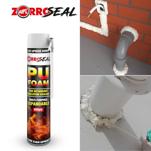 AIPL Zorroseal ZS-750-FR Multipurpose Expandable PU Foam Insulation Sealant Spray For Window Tile Door & AC Gaps - 800 Gram - Fire Rated Polyurethane PU Foam Sealant Pack of 2 - Image 2