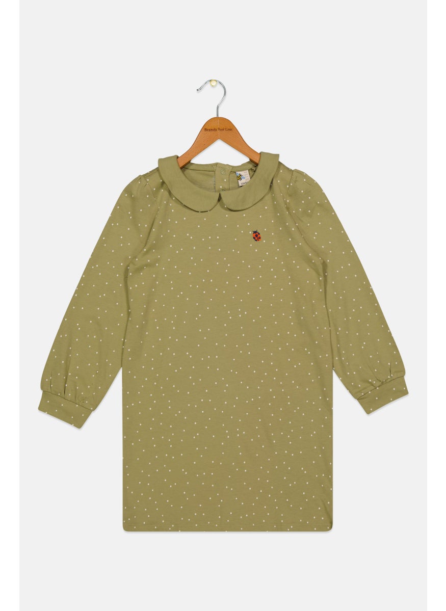 Tchibo - Kids Girl Polka Dot Dress, Olive - Image 1