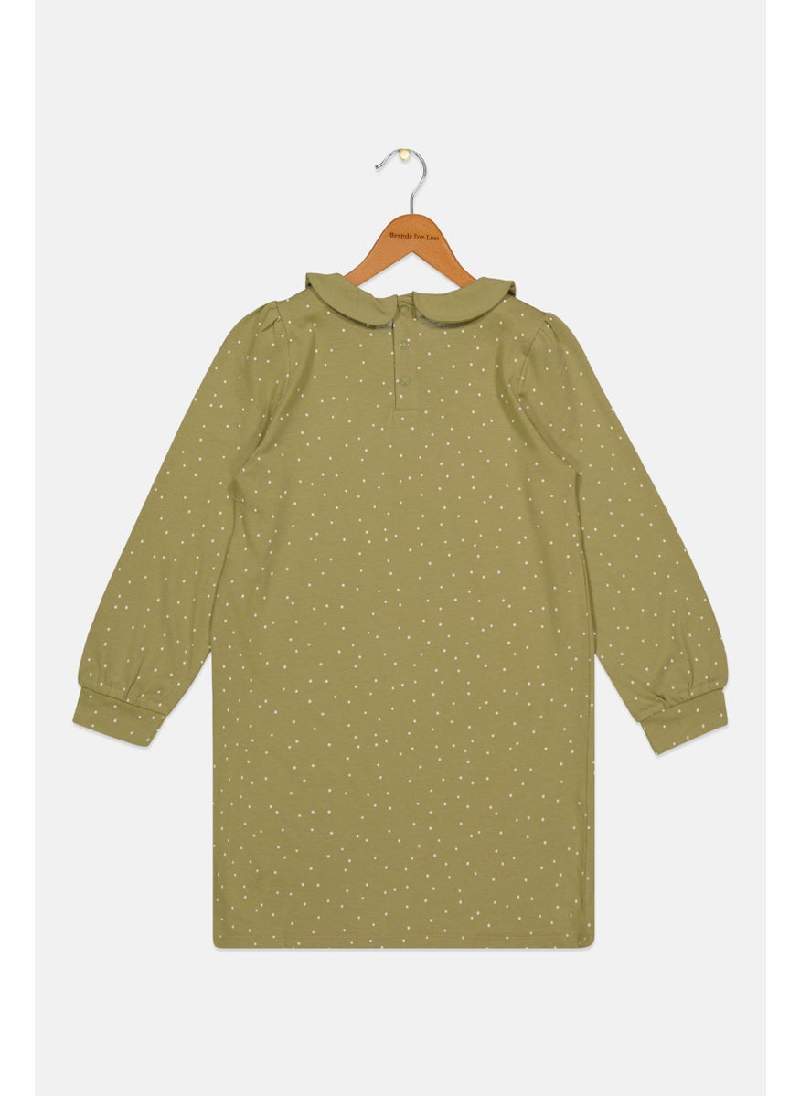 Tchibo - Kids Girl Polka Dot Dress, Olive - Image 1