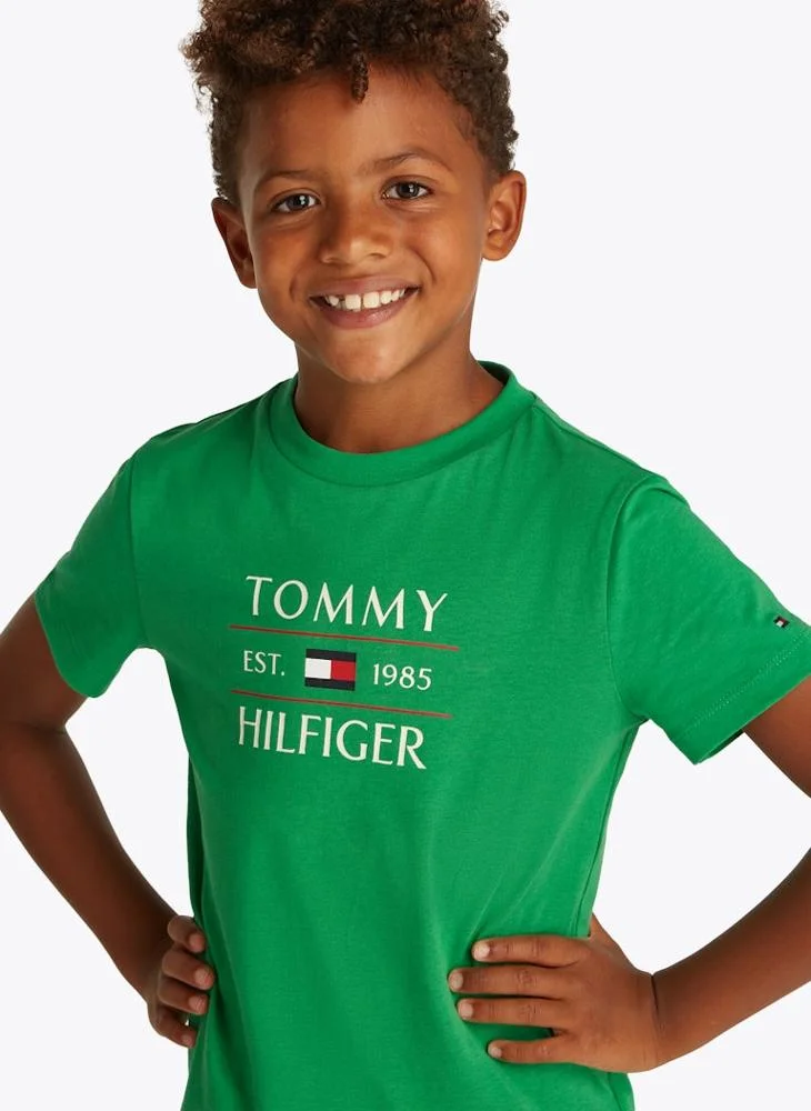 تومي هيلفيغر Kids Logo Flag Short Sleeve T-Shirt