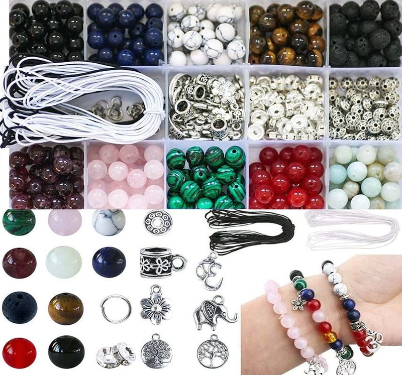 DIY Crafts 100 Pcs Kit, Mix Kit, Crystal Beads for Jewelry Making, Natural Stone Beads for Bracelets, Gemstone Beading & Jewelry N (100 Pcs Kit, Mix Kit) - Image 1