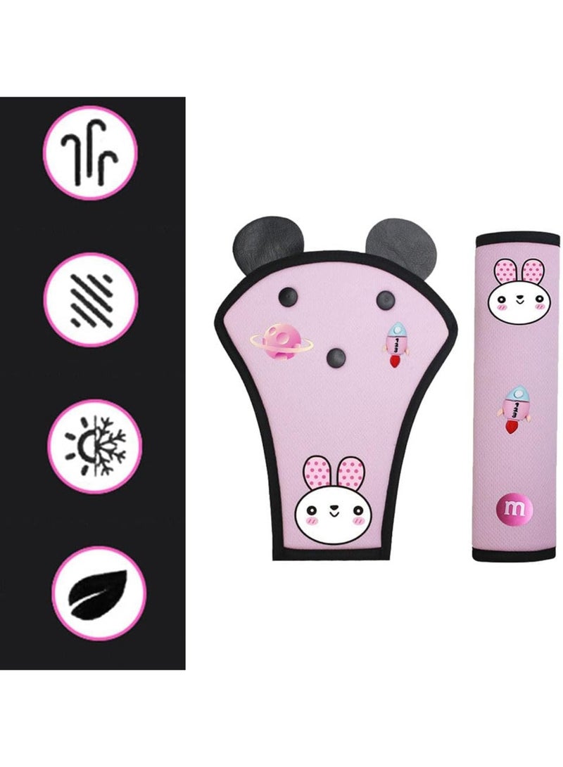 DOOKOO Children Car Seat Belt Adjuster＆Covers, Kids Seatbelt Cover Pads for Neck Support, Toddler Safety Shoulder Positioner, Head-Rest Seatbelt Pillow for Travel＆Driving, Set of 2 - Image 5