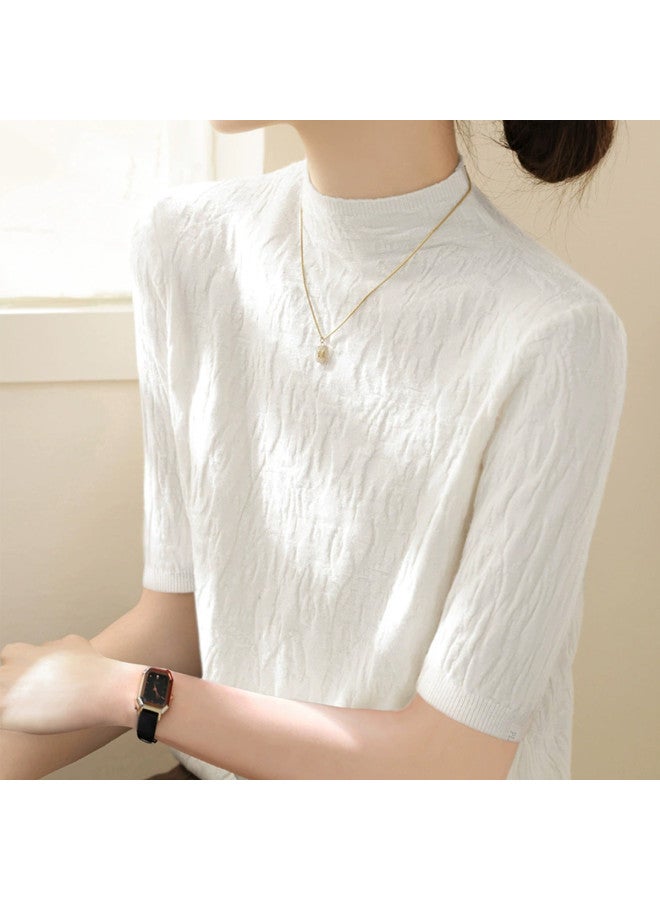 PLANDOO Women'S Mock Neck Mid-Sleeve Small Luxury Style Base Layer Top - Image 2