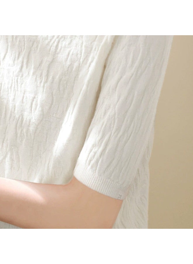 PLANDOO Women'S Mock Neck Mid-Sleeve Small Luxury Style Base Layer Top - Image 4