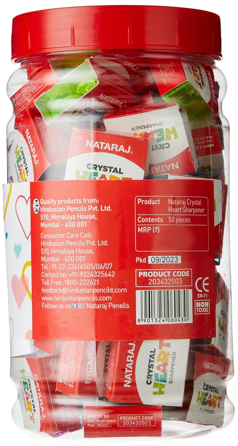 NATARAJ مبراة ناتراج كريستال هارت، مبراة على شكل قلب للمتعة في صندوق أقلامك، مبراة بمقبض مريح لسهولة الإمساك، تشحذ بشكل مثالي دون كسر (عبوة من 50) - Image 2