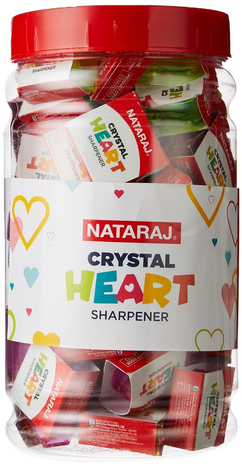 NATARAJ مبراة ناتراج كريستال هارت، مبراة على شكل قلب للمتعة في صندوق أقلامك، مبراة بمقبض مريح لسهولة الإمساك، تشحذ بشكل مثالي دون كسر (عبوة من 50) - Image 1