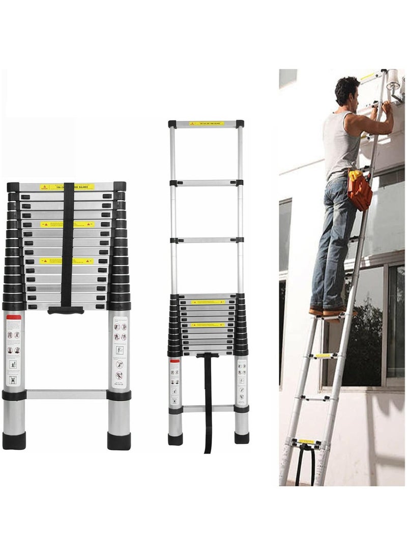 5M Telescopic Aluminum Ladder – 16.5FT Multi-Purpose Folding Extension Ladder, Lightweight and Portable, 330lb Capacity for Indoor & Outdoor Use - Image 1