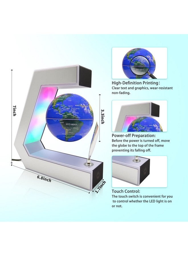 Flagest Magnetic Levitation Globe With Led Lights & Touch Control And Pen, Floating Globes For Educational Home Office Desk Bookshelf Decor, Birthday Anniversary Holiday Creative Item(3.3 Inches Globe) - Image 2