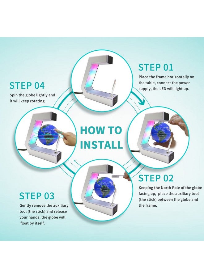 Flagest Magnetic Levitation Globe With Led Lights & Touch Control And Pen, Floating Globes For Educational Home Office Desk Bookshelf Decor, Birthday Anniversary Holiday Creative Item(3.3 Inches Globe) - Image 3