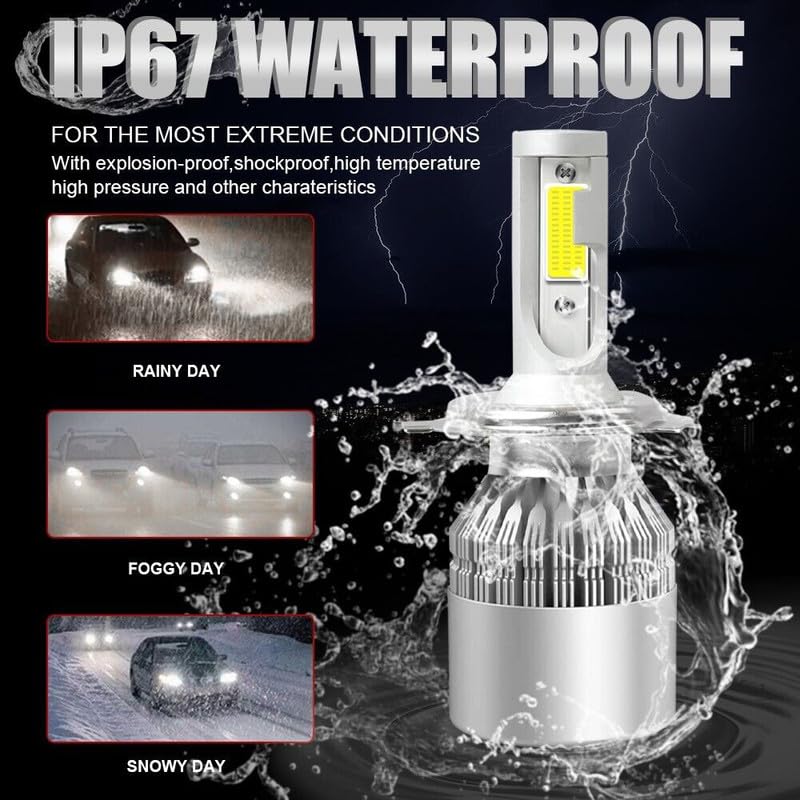 LOVMOTO Universal For Car C6 LED Car H4 All in One White Light Bulb 3800LM 36W LED Car Headlight Conversion Kit (Pack of 2) Comfortable With Bol-ero - Image 4