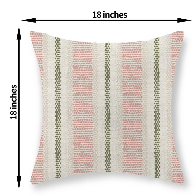 GOLIANDA Pink Sage Green Pillow Covers 18x18 Set of 2 Boho Outdoor Striped Throw Pillow Covers Abstract Modern Geometry Decorative Pillowcase Farmhouse Linen Cushion Case Decorations for Sofa Couch - Image 2