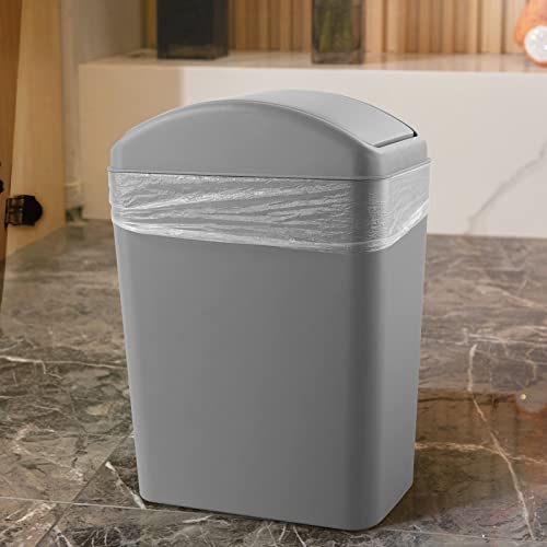 AnnkkyUS Plastic Trash Bin with Swing Lid, 16 L Small Garbage Bins, Grey - Image 4