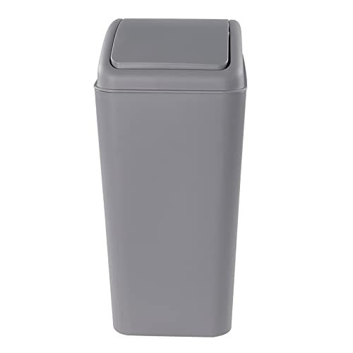 AnnkkyUS Plastic Trash Bin with Swing Lid, 16 L Small Garbage Bins, Grey - Image 1