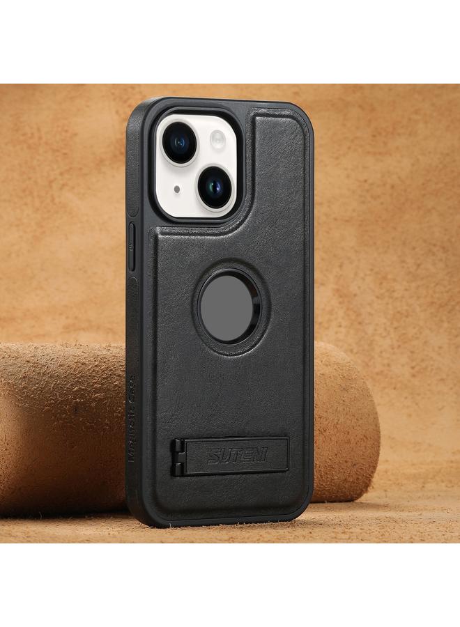 Suteni Case For iPhone 13 G2 Magsafe Oil Wax Leather Back Phone Case with Holder - Image 1