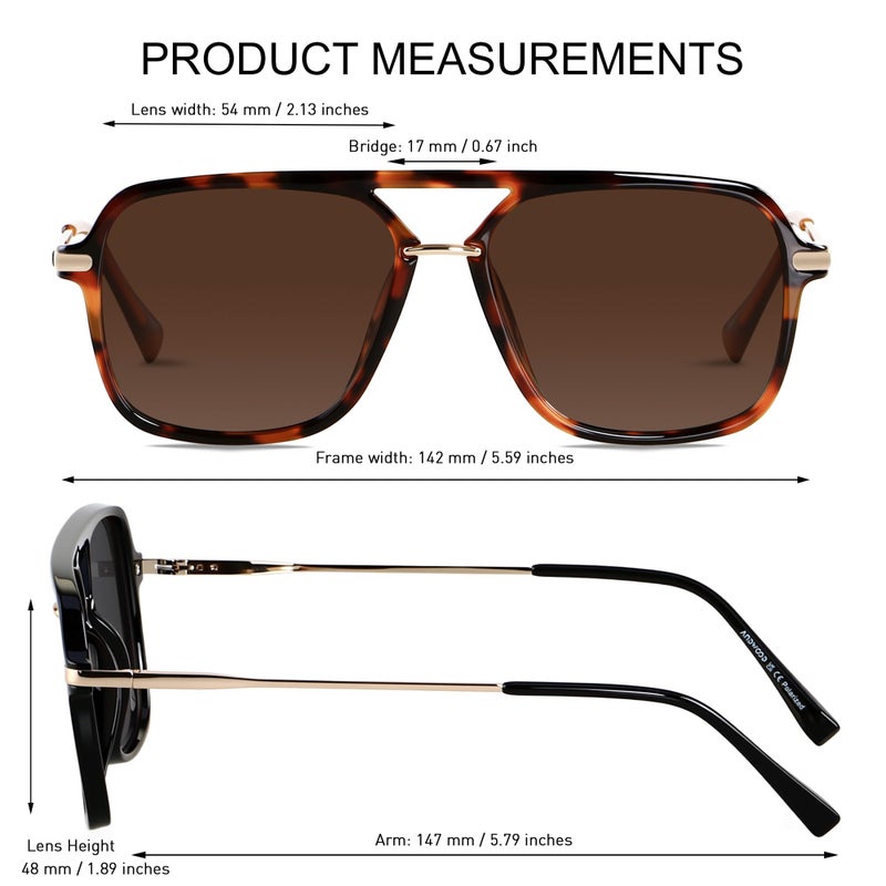 ANDWOOD Retro Square Sunglasses for Women Men Polarized Trendy Aviator 90s Pilot Shades Super Dark Black Lens Sensitive Eyes - Image 4