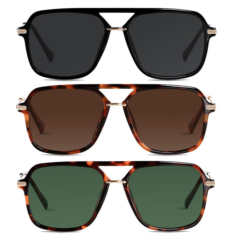 ANDWOOD Retro Square Sunglasses for Women Men Polarized Trendy Aviator 90s Pilot Shades Super Dark Black Lens Sensitive Eyes - Image 1