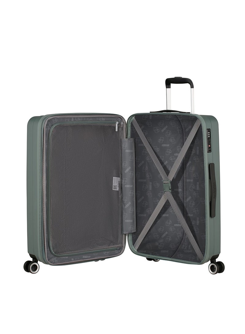 AMERICAN TOURISTER Aerojoy Suitcase, Check-In Size 66 cm / 25 inch, 4 Wheels, Hard Top, ABS, Dark Forest|TSA Lock|Inner Mesh Zippered Divider|Expandable|Cross Ribbons|Lightweight - 3 Years International Warranty - Image 5