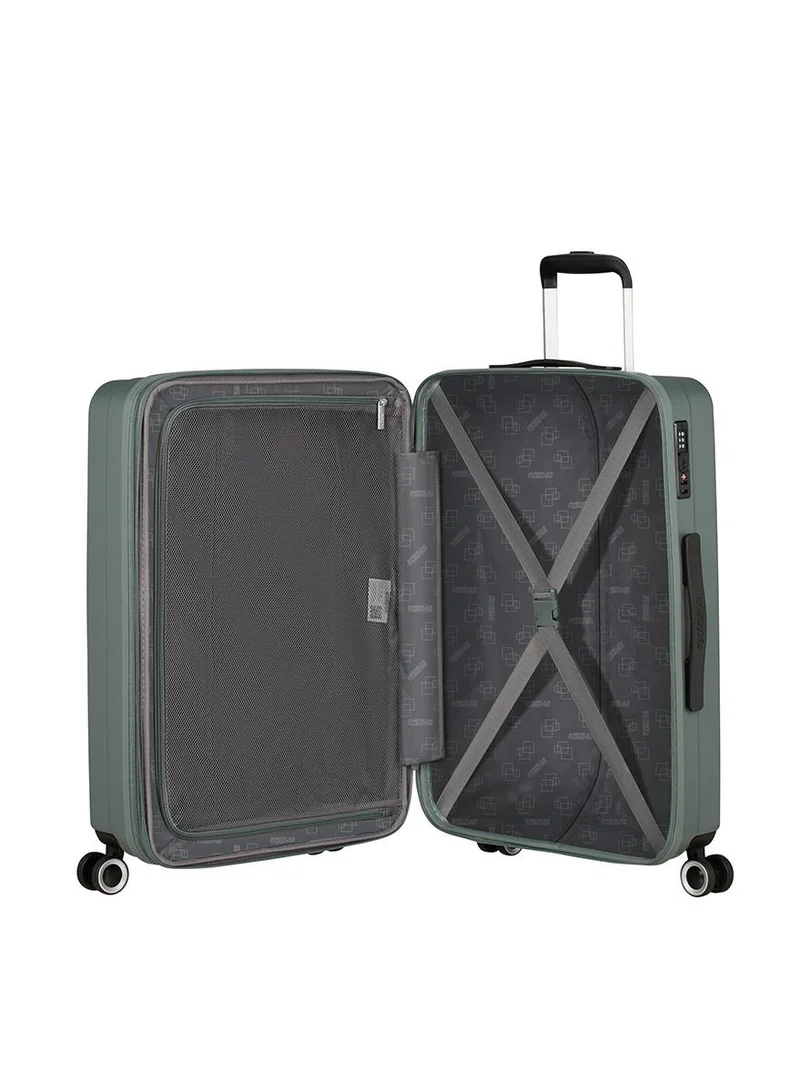 American Tourister 66 cm / 24 inch Aerojoy Suitcase, Check-In Size 66 cm / 25 inch, 4 Wheels, Hard Top, ABS, Dark Forest|TSA Lock|Inner Mesh Zippered Divider|Expandable|Cross Ribbons|Lightweight - 3 Years International Warranty  | Best Price UAE