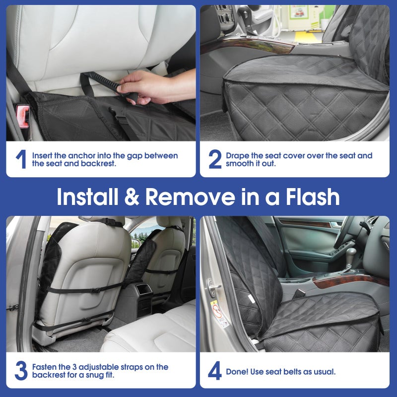 ALLANSING Heavy Duty Front Seat Cover with Side Flaps - Waterproof Secure Fit Captain Seat Protector for Dogs & Humans, Protects from Dirt, Fur, Scratches, Fits Cars, SUVs, Trucks, Minivans(1-Pack) - Image 5