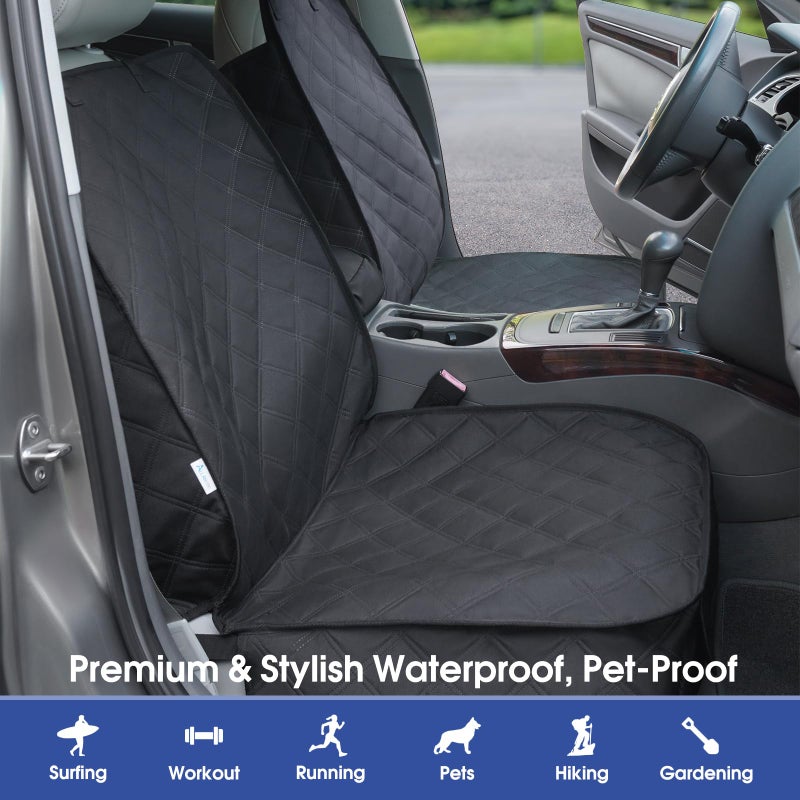 ALLANSING Heavy Duty Front Seat Cover with Side Flaps - Waterproof Secure Fit Captain Seat Protector for Dogs & Humans, Protects from Dirt, Fur, Scratches, Fits Cars, SUVs, Trucks, Minivans(1-Pack) - Image 2