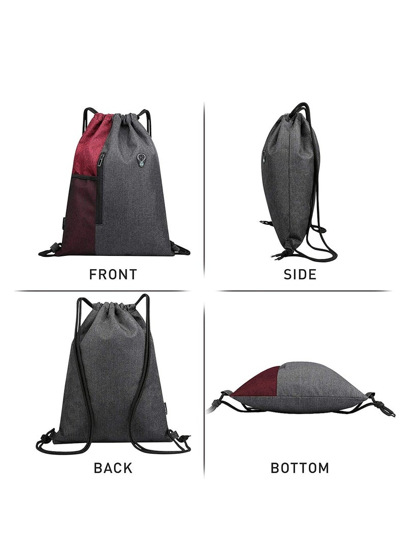 Excefore حقيبة ظهر برباط، حقيبة رياضية مع جيب، حقيبة رياضية للصالة الرياضية، حقيبة ظهر للتمارين الخارجية والجري والسباحة للجنسين - Image 2