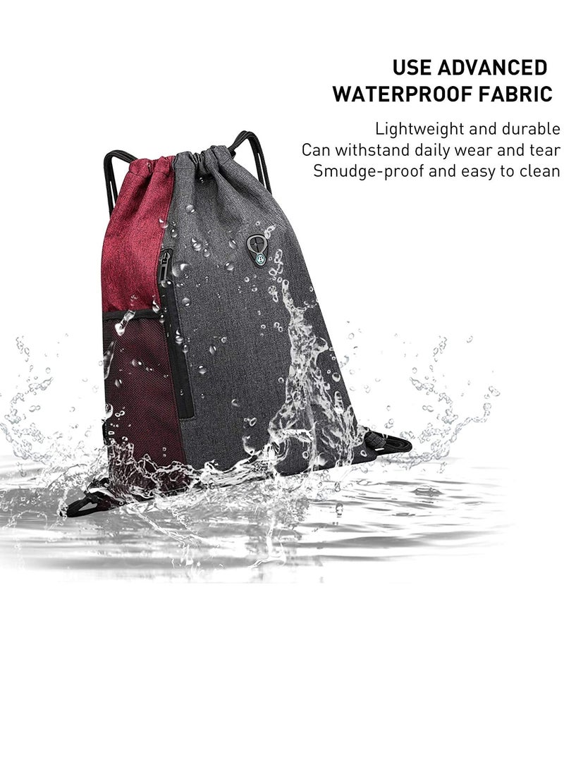 Excefore حقيبة ظهر برباط، حقيبة رياضية مع جيب، حقيبة رياضية للصالة الرياضية، حقيبة ظهر للتمارين الخارجية والجري والسباحة للجنسين - Image 4