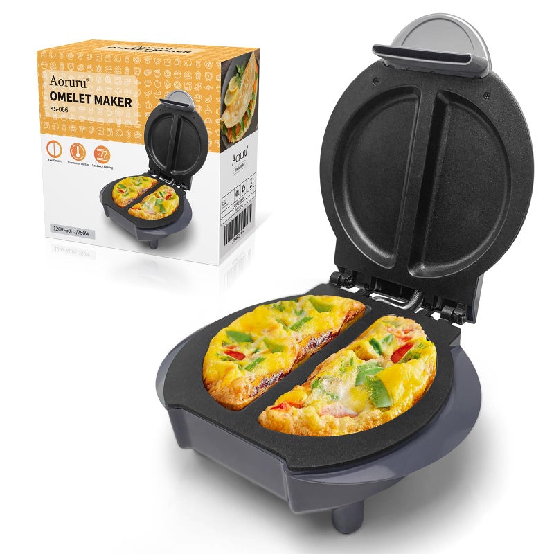 Aoruru Electric Omelet Maker Frittata Snack Pocket Maker Dessert Maker Non-Stick Stainless Steel 6.5" - Image 1