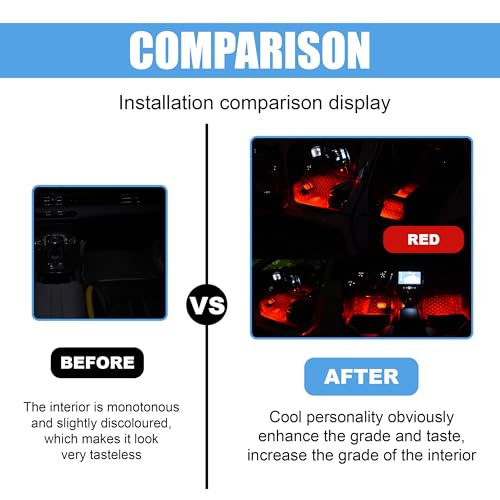 UHANBUT Car LED Strip Light, 24 LED RGB Neon Auto Interior Atmosphere Lights, 12V USB Port Under Dash Ambient Night Light, Universal Decorative Lamp Accessory for Car Truck (Red, USB) - Image 5