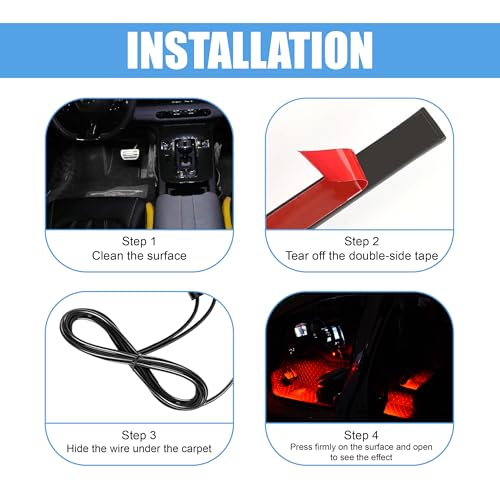 UHANBUT Car LED Strip Light, 24 LED RGB Neon Auto Interior Atmosphere Lights, 12V USB Port Under Dash Ambient Night Light, Universal Decorative Lamp Accessory for Car Truck (Red, USB) - Image 4