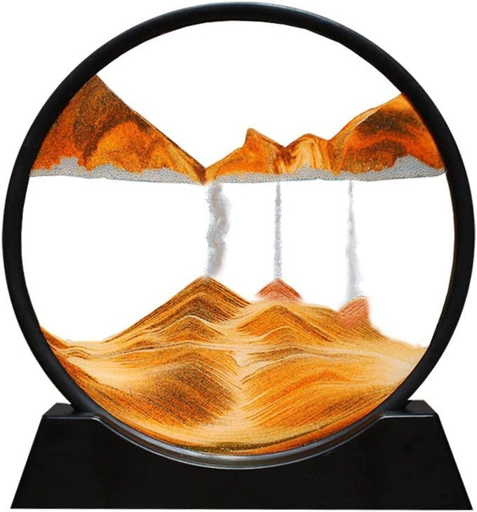 MOVING SAND ART PICTURE GLASS LIQUID PAINTING 3D NATURAL LANDSCAPE SHOWPIECES FOR HOME DECOR ANTIQUE GIFTS FOR KIDS OFFICE DESKTOP DECORATION DESK TABLE DECORATIVE ITEMS