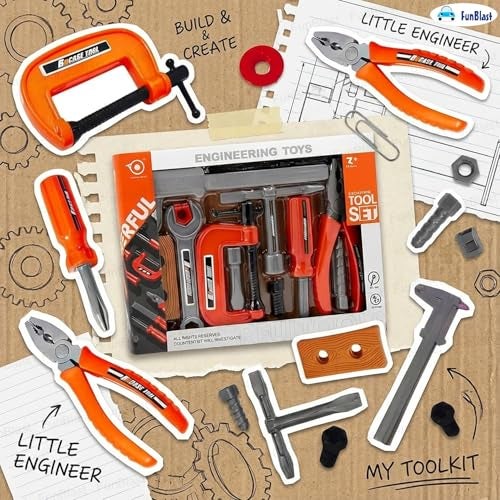 FunBlast Tool Kit Set Toy for Kids, Set of 29 Pcs; Little Engineer Tool Kit Toys, Pretend Play Toys for Boys, Role Play Toys for Toddlers, Learning Toy for Boys, Children (29 Pcs; Multicolor) - Image 3
