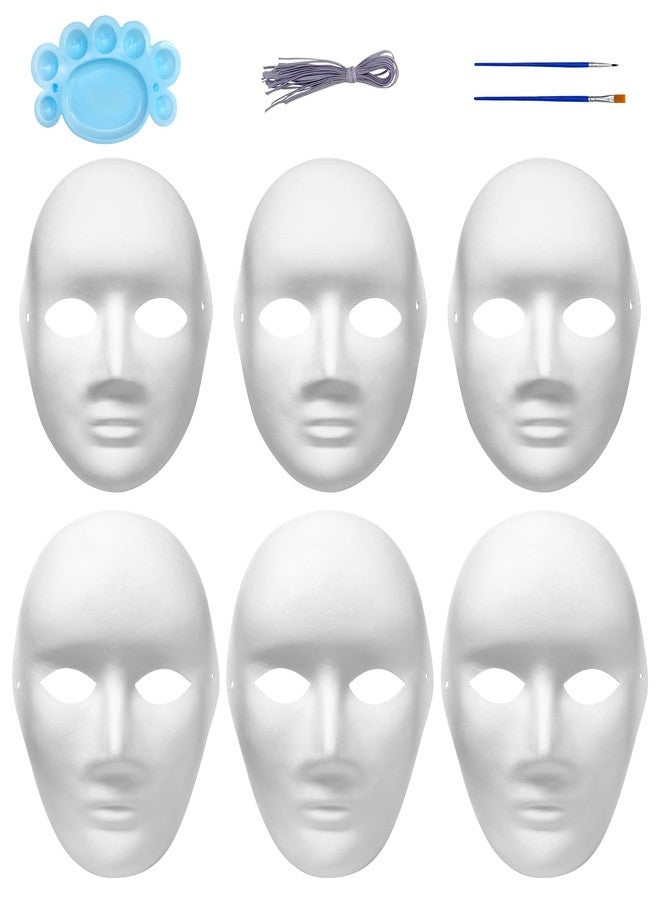 Qavctw 6PCS Paper Mache Mask Paper Masks for Crafts Blank to Decorate DIY Mask Paintable Masks Dress Up for Masquerade Halloween Cosplay Costume Party Favors - Image 1