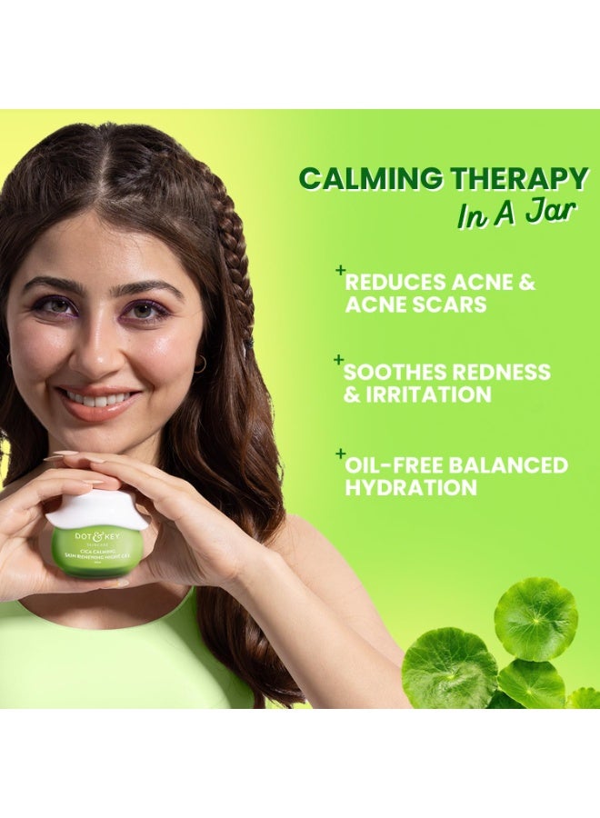Dot & Key CICA Calming Skin Renewing Night Gel | For Oily, Acne Prone And Sensitive Skin | Night Cream with Niacinamide, Green Tea & Hyaluronic | Fades Blemishes & Dark Spots | 60ml - Image 4