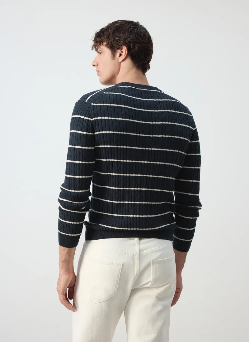 مانجو مان Cotton-lyocell blend cable-knit jumper