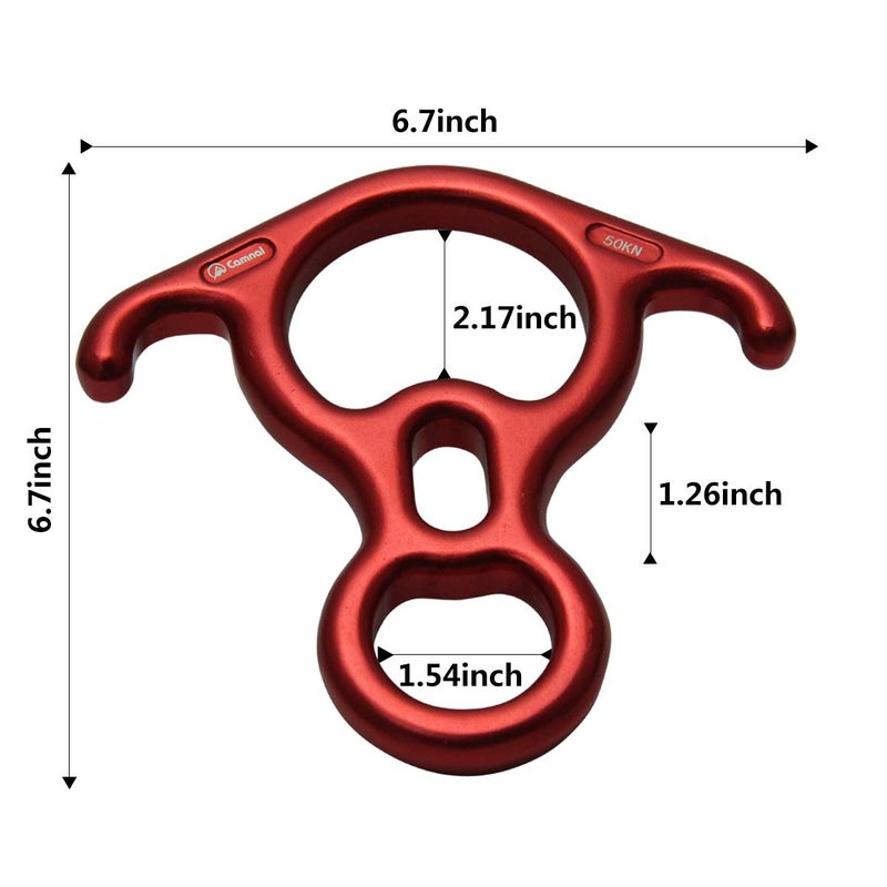 YXGOOD 50KN Rescue Figure, 8 Descender Large Bent-Ear Belaying and Rappelling Gear Belay Device Climbing for Rock Climbing Peak Rescue Aluminum Magnesium Alloy (Red) - Image 2