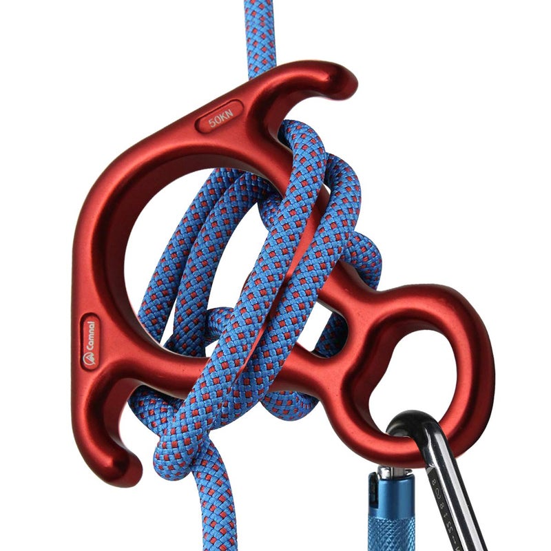 YXGOOD 50KN Rescue Figure, 8 Descender Large Bent-Ear Belaying and Rappelling Gear Belay Device Climbing for Rock Climbing Peak Rescue Aluminum Magnesium Alloy (Red) - Image 3