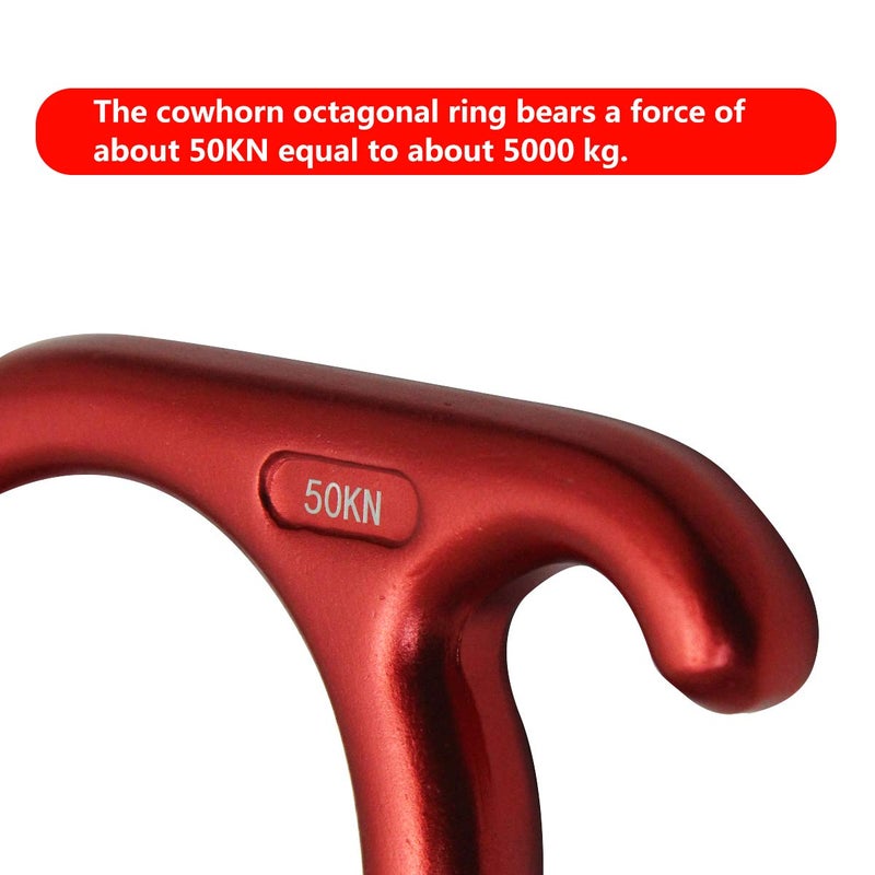 YXGOOD 50KN Rescue Figure, 8 Descender Large Bent-Ear Belaying and Rappelling Gear Belay Device Climbing for Rock Climbing Peak Rescue Aluminum Magnesium Alloy (Red) - Image 4