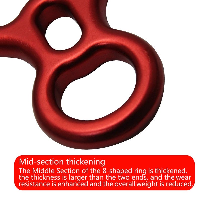 YXGOOD 50KN Rescue Figure, 8 Descender Large Bent-Ear Belaying and Rappelling Gear Belay Device Climbing for Rock Climbing Peak Rescue Aluminum Magnesium Alloy (Red) - Image 5