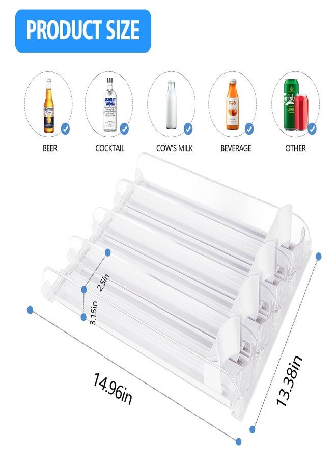 SOLY Drink Organizer for Fridge, Soda Can Dispenser for Refrigerator, Automatic Drink Dispenser Holds 6-20oz, 4 Row, 14.96" Deep - Image 3