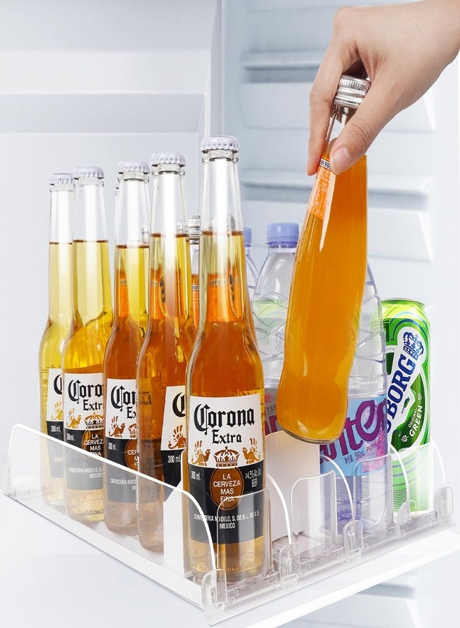 SOLY Drink Organizer for Fridge, Soda Can Dispenser for Refrigerator, Automatic Drink Dispenser Holds 6-20oz, 4 Row, 14.96" Deep - Image 1
