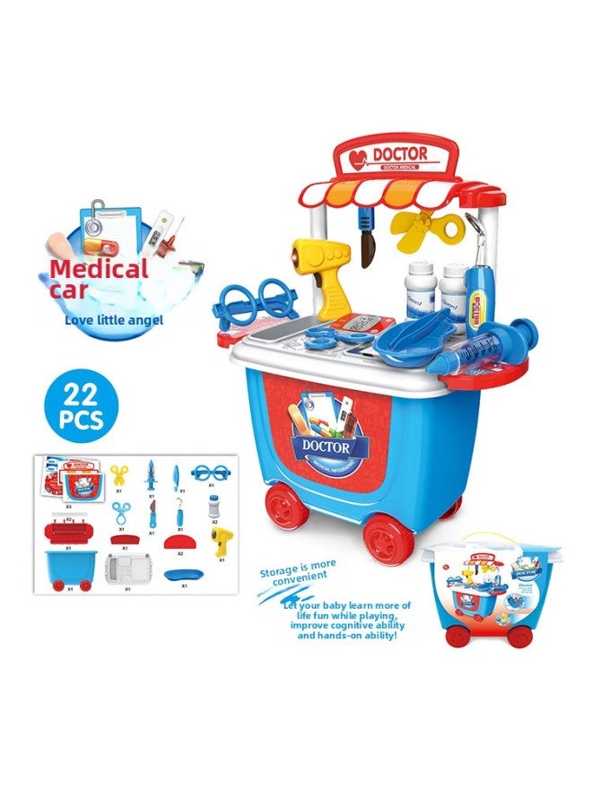 أداة محاكاة للأطفال، دلو تسوق يدفع باليد للفتيات، أدوات مطبخ للسيارة، صندوق تخزين الطبيب، اللون: 8358-7007، سيارة دفع يدوية للمعدات الطبية - 692 جرام - Image 1