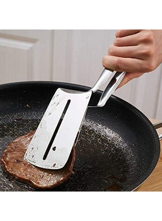 أدوات تقديم الطعام من الفولاذ المقاوم للصدأ من Generic Kitchen - ملقط متعدد الوظائف لقلي الطعام وقلي السمك والبطاطس المقلية وشرائح اللحم البقري والخبز والهامبرجر واللحوم المشوية والبيتزا والفطائر  - Image 3