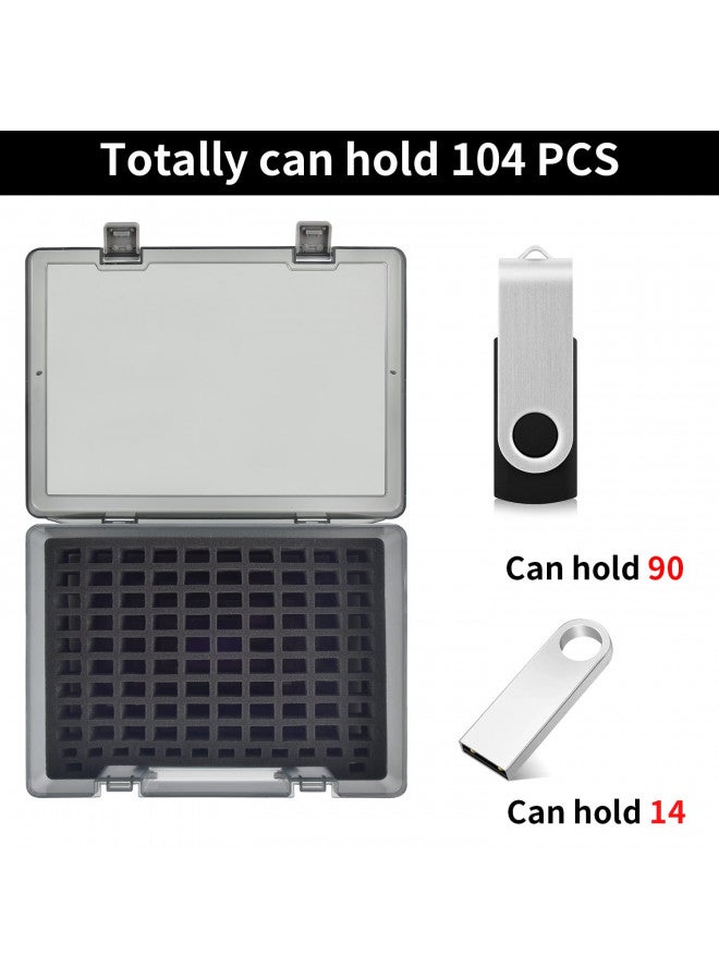 FULLCASE Flash Drive Case USB Memory Stick SD Card Storage Organizer- Holds 104pcs Thumb Drive Electronic Accessories Holder for Sandisk/for Samsung/for Inland/for PNY/for Netac (Gray)  - Image 2